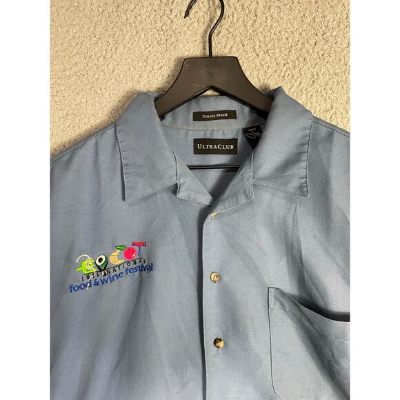 Epcot Food & Wine Festival‎ Shirt Large Cabana Breeze UltraClub Blue Button Up - Picture 5 of 6